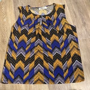 Kasper professional style tank blue gold black and white pattern